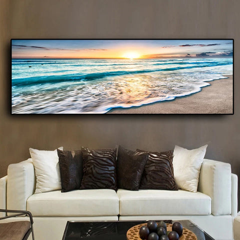 TPFLiving XXL Luxus Poster Leinwand Sonnenuntergang Meer Strand / 5 verschiedene Größen - OHNE Rahmen - Modell TPFL-LW-202-MA