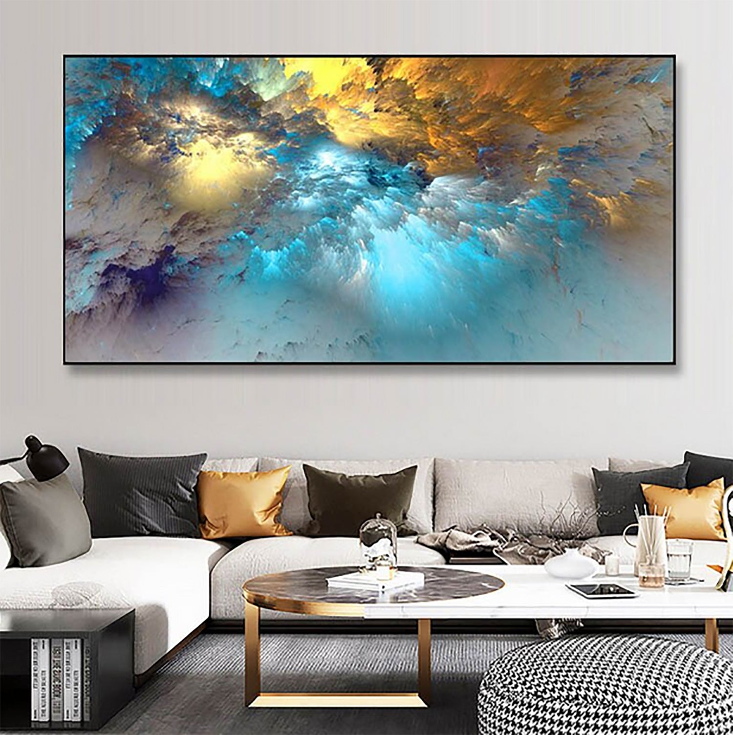 Sizes TPFLiving Colorful Clouds / / Abstract - - Poster Various Traumpreisfabrik – Canvas