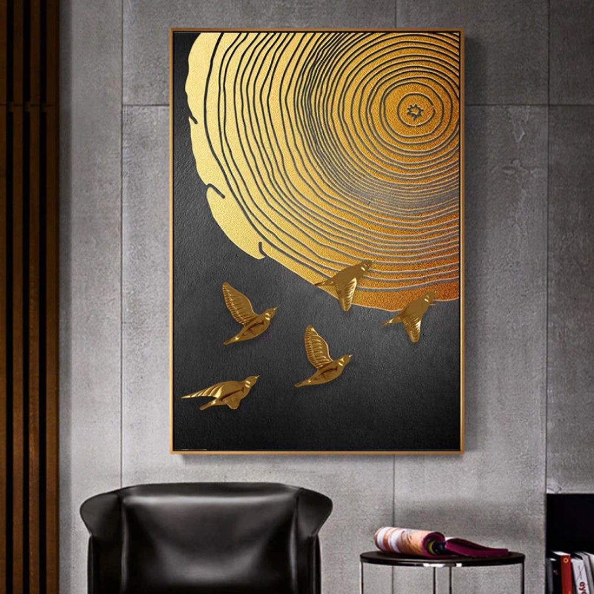 TPFLiving Leinwandbild Kunstdruck - Abstrakt Motive in Gold Gelb Braun Grau - OHNE Rahmen - Bilder Wohnzimmer - Modell TPFL-LW-25-MJ