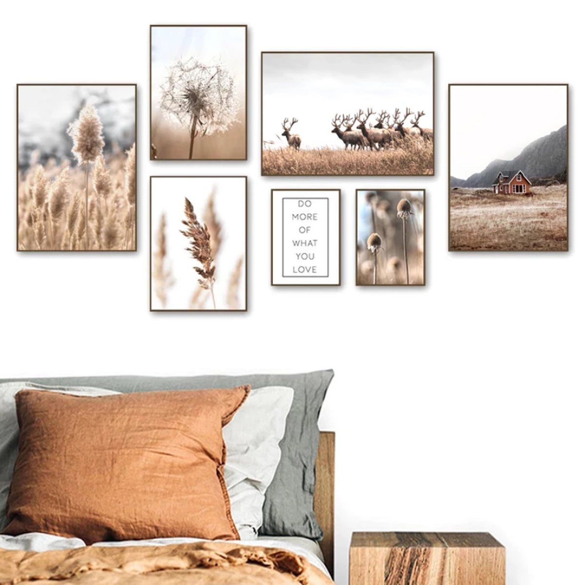 TPFLiving Leinwandbild Kunstdruck - Nordic Art Herbstlandschaft in Braun- und Beige- Tönen - OHNE Rahmen - Bilder Wohnzimmer - Modell TPFL-LW-26-MG