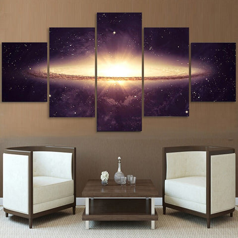 TPFLiving Poster Leinwand / 5 teiliges Wandbild - Universum, Erde, Planeten und Sterne / Verschiedene Größen - OHNE Rahmen - Modell L-032311