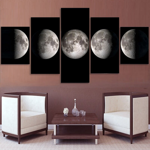 TPFLiving Poster Leinwand / 5 teiliges Wandbild - Universum, Erde, Planeten und Sterne / Verschiedene Größen - OHNE Rahmen - Modell L-032311