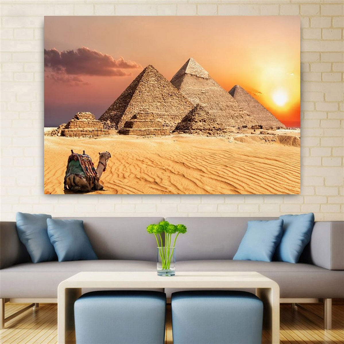 TPFLiving Sphin Traumpreisfabrik Canvas Egyptian Desert, – Poster Landscapes, / Pyramids,