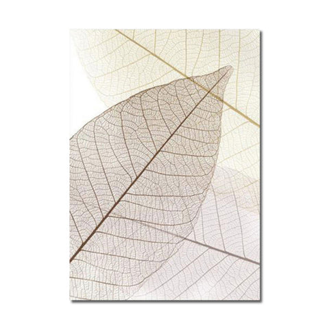 TPFLiving Luxus Poster Leinwand - Ginkgo-Blatt - Beige und Weiß - 15 verschiedene Größen - OHNE Rahmen - Modell C