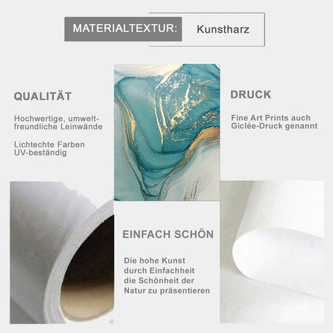 TPFLiving Luxus Poster Leinwand - Abstrakte Strukturen - Türkis, Gold, Grau Beige - 13 verschiedene Größen - Günstiges 3-er Set OHNE Rahmen - SET