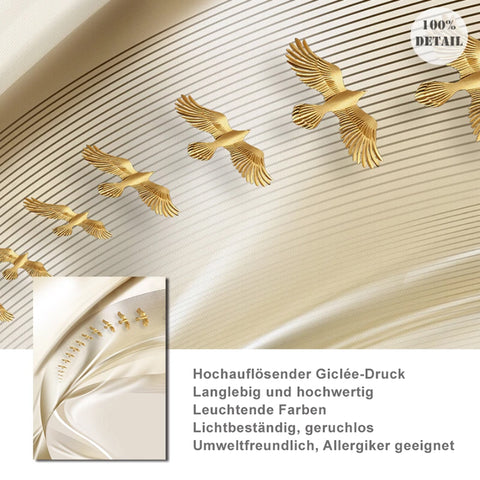 TPFLiving Luxus Poster Leinwand -Abstrakte Strukturen - Beige, Weiß, Gold - 13 verschiedene Größen - OHNE Rahmen - Modell C