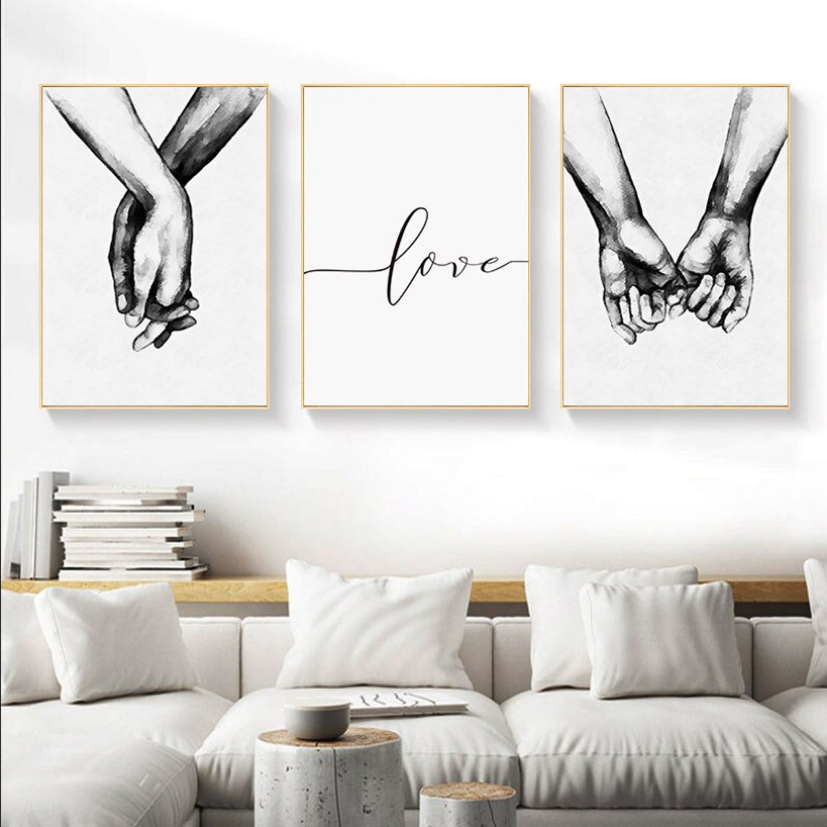 TPFLiving Poster Leinwand / Liebende Hände - Love - / mehrere Motive in verschiedenen Größen - OHNE Rahmen - Modell 3PCS