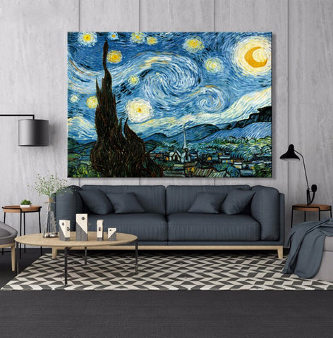 TPFLiving Poster Leinwand / Van Gogh - Sternennacht - / Motiv in verschiedenen Größen - OHNE Rahmen - Modell FB080