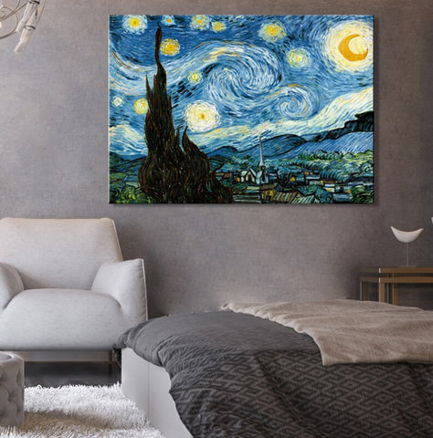 TPFLiving Poster Leinwand / Van Gogh - Sternennacht - / Motiv in verschiedenen Größen - OHNE Rahmen - Modell FB080