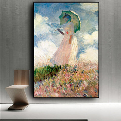 TPFLiving Poster Leinwand / Claude Monet - Frau mit Sonnenschirm / Motiv in verschiedenen Größen - OHNE Rahmen - Modell FB915