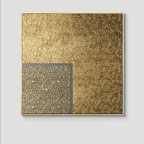 TPFLiving Leinwandbild Kunstdruck - Nordic Art Abstrakte Quatrate in Gold und Schwarz - OHNE Rahmen - Bilder Wohnzimmer - Modell TPFL-LW-66-MD