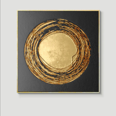 TPFLiving Leinwandbild Kunstdruck - Nordic Art Abstrakte Quatrate in Gold und Schwarz - OHNE Rahmen - Bilder Wohnzimmer - Modell TPFL-LW-66-MG