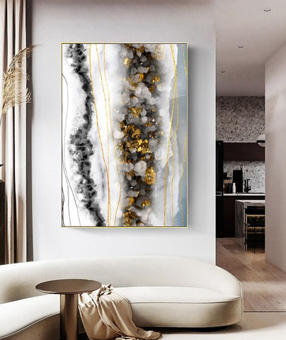 TPFLiving Canvas Print - Art Picture Art Traumpreisfabrik – Struct Nordic Abstract Marble