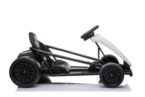 TPFLiving Elektro-Kinderquad eGo-Kart weiss - Kinderauto - Elektroauto - Elektro-Gokart - Sicherheitsgurt und Hinterreifen zum Driften