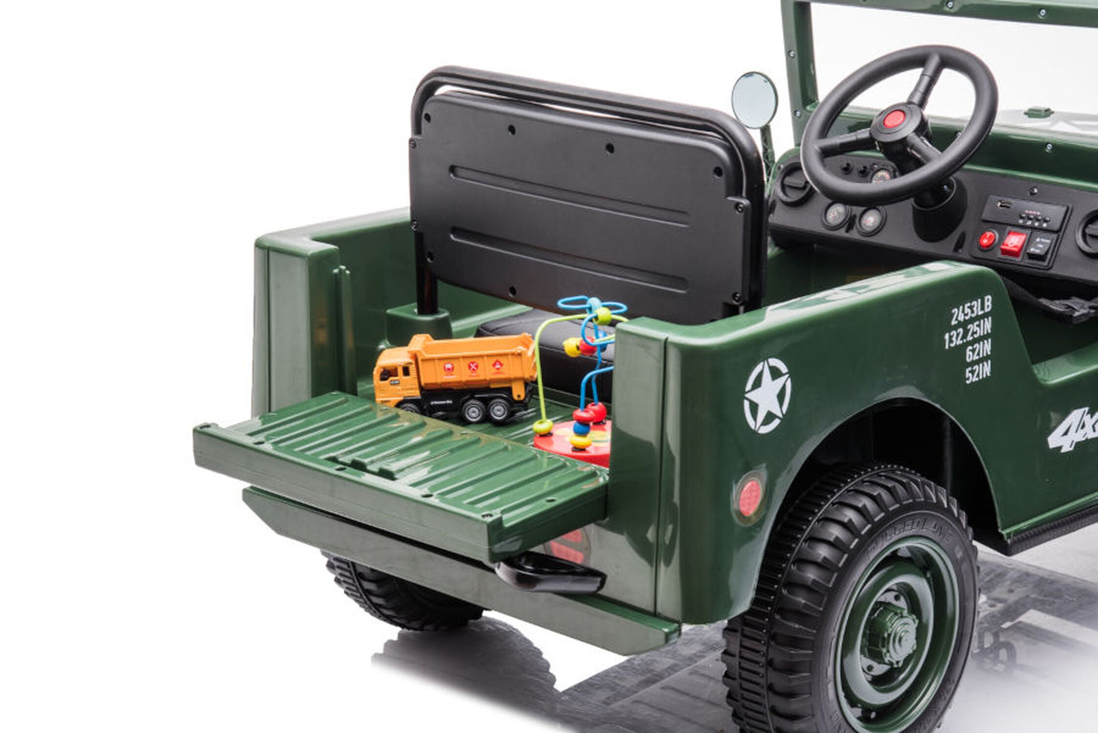 TPFLiving Elektro-Kinderauto Geländewagen Army 4x4 Off Road - Kinderauto - Elektroauto - Ledersitz und Sicherheitsgurt