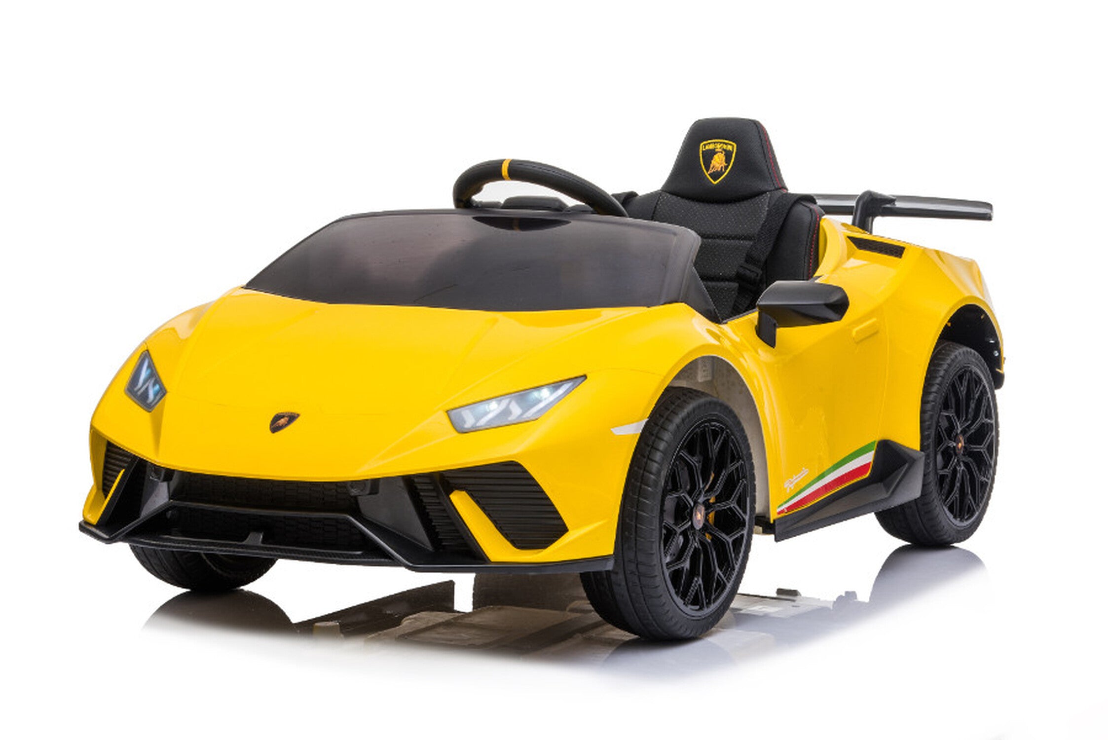 TPFLiving electric children's car Lamborghini Huracan - children's car -  electric car - leather seat and seat belt - yellow