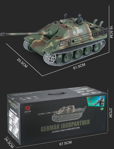 TPFLiving RC-Panzer Jagdpanther 7-0 Pro RC Panzer ferngesteuert - Panzer mit Schussfunktion, Stahlgetriebe, Kettenantrieb und Einzelradaufhängung - Rauch und Sound - Maßstab: 1:16