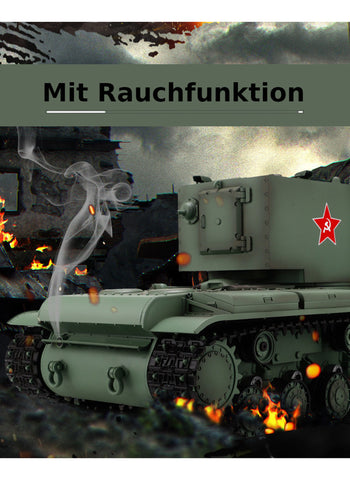 TPFLiving RC-Panzer Russischer KV-2 7-0 Pro RC Panzer ferngesteuert - Panzer mit Schussfunktion, Stahlgetriebe, Kettenantrieb und Einzelradaufhängung - Rauch und Sound - Maßstab: 1:16