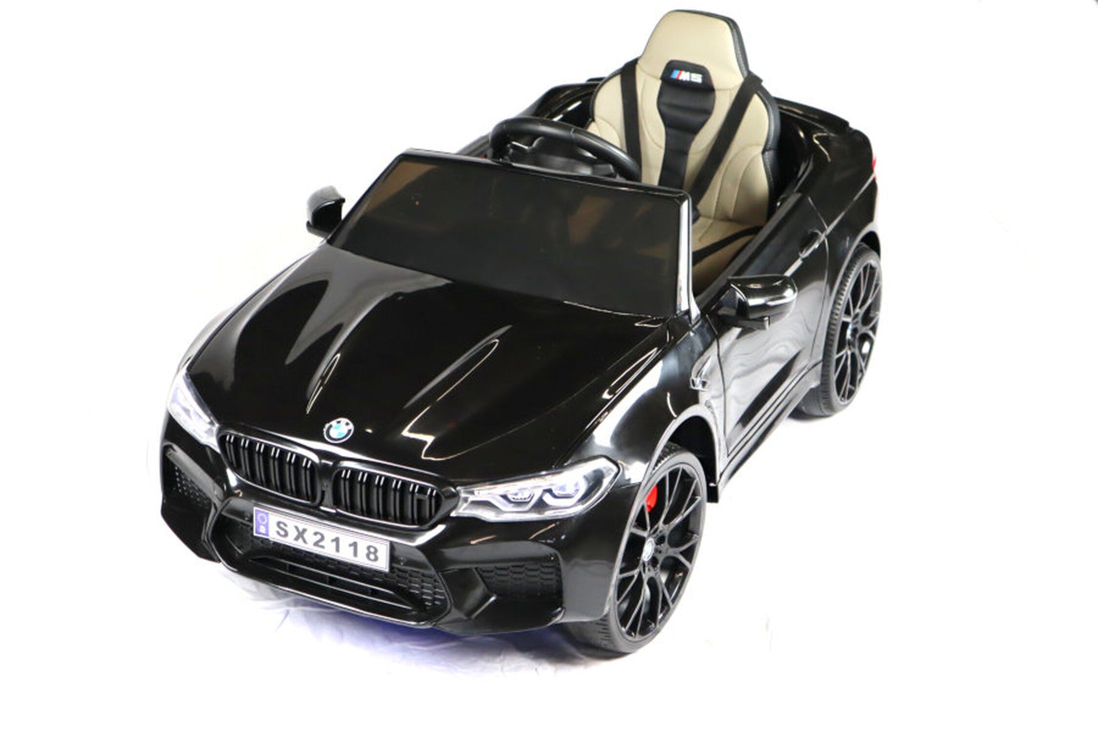 TPFLiving Elektro-Kinderauto BMW M5 Drift Version schwarz - Kinderauto - Elektroauto - Ledersitz und Sicherheitsgurt