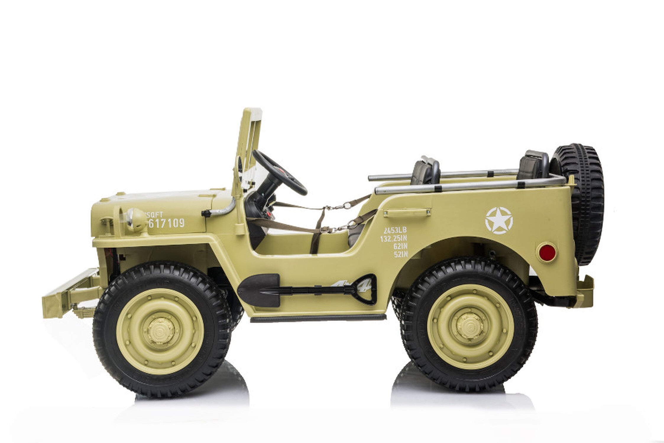 TPFLiving Elektro-Kinderauto Geländewagen Militär 3-Sitzer - Kinderauto - Elektroauto - Ledersitz und Sicherheitsgurt