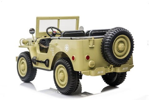 TPFLiving Elektro-Kinderauto Geländewagen Militär 3-Sitzer - Kinderauto - Elektroauto - Ledersitz und Sicherheitsgurt