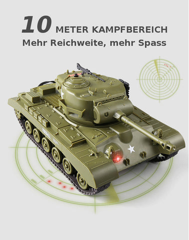 TPFLiving RC-Panzer Panzer Battle 2er Set RC Panzer ferngesteuert - Panzer mit Infrarot Battle-System, Kettenantrieb und Einzelradaufhängung - Maßstab 1:30