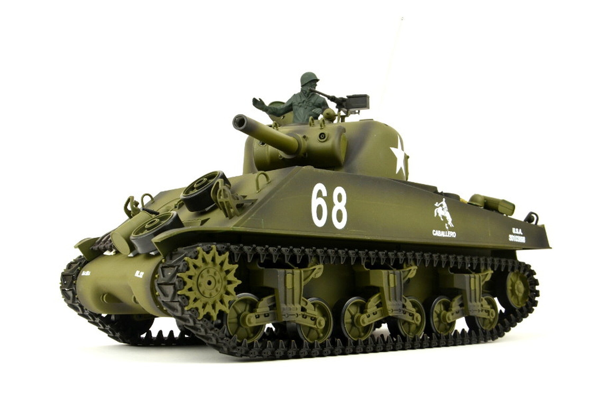 TPFLiving RC-Panzer US M4A3 Sherman 7-0-Upgrade RC Panzer ferngesteuert - Panzer mit Schussfunktion, Stahlgetriebe, Einzelradaufhängung und Kettenantrieb - Rauch und Sound - Maßstab 1:16