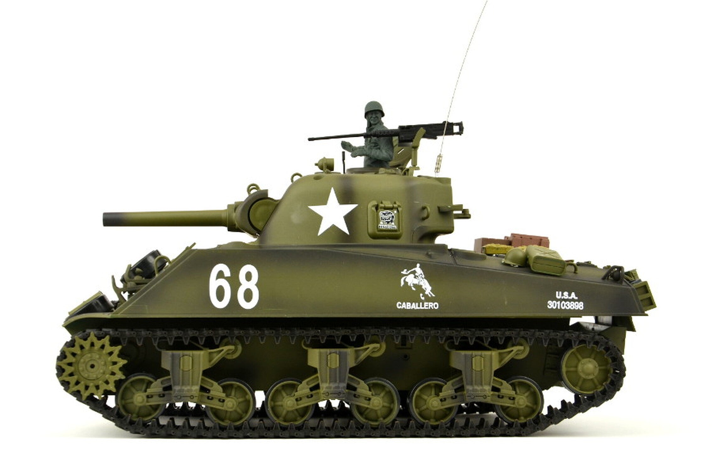 TPFLiving RC-Panzer US M4A3 Sherman 7-0-Upgrade RC Panzer ferngesteuert - Panzer mit Schussfunktion, Stahlgetriebe, Einzelradaufhängung und Kettenantrieb - Rauch und Sound - Maßstab 1:16