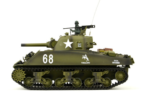 TPFLiving RC-Panzer US M4A3 Sherman 7-0-Upgrade RC Panzer ferngesteuert - Panzer mit Schussfunktion, Stahlgetriebe, Einzelradaufhängung und Kettenantrieb - Rauch und Sound - Maßstab 1:16