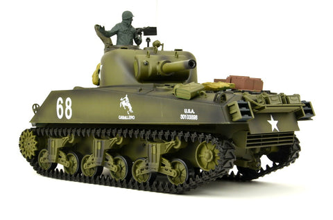 TPFLiving RC-Panzer US M4A3 Sherman 7-0-Upgrade RC Panzer ferngesteuert - Panzer mit Schussfunktion, Stahlgetriebe, Einzelradaufhängung und Kettenantrieb - Rauch und Sound - Maßstab 1:16