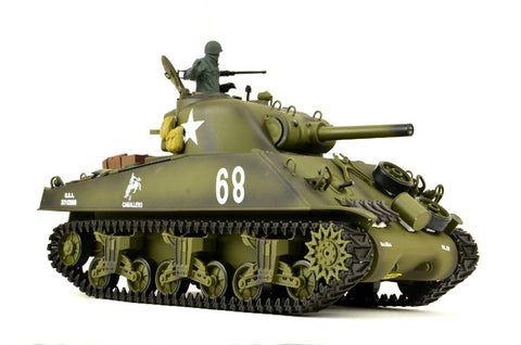 TPFLiving RC-Panzer US M4A3 Sherman 7-0-Upgrade RC Panzer ferngesteuert - Panzer mit Schussfunktion, Stahlgetriebe, Einzelradaufhängung und Kettenantrieb - Rauch und Sound - Maßstab 1:16