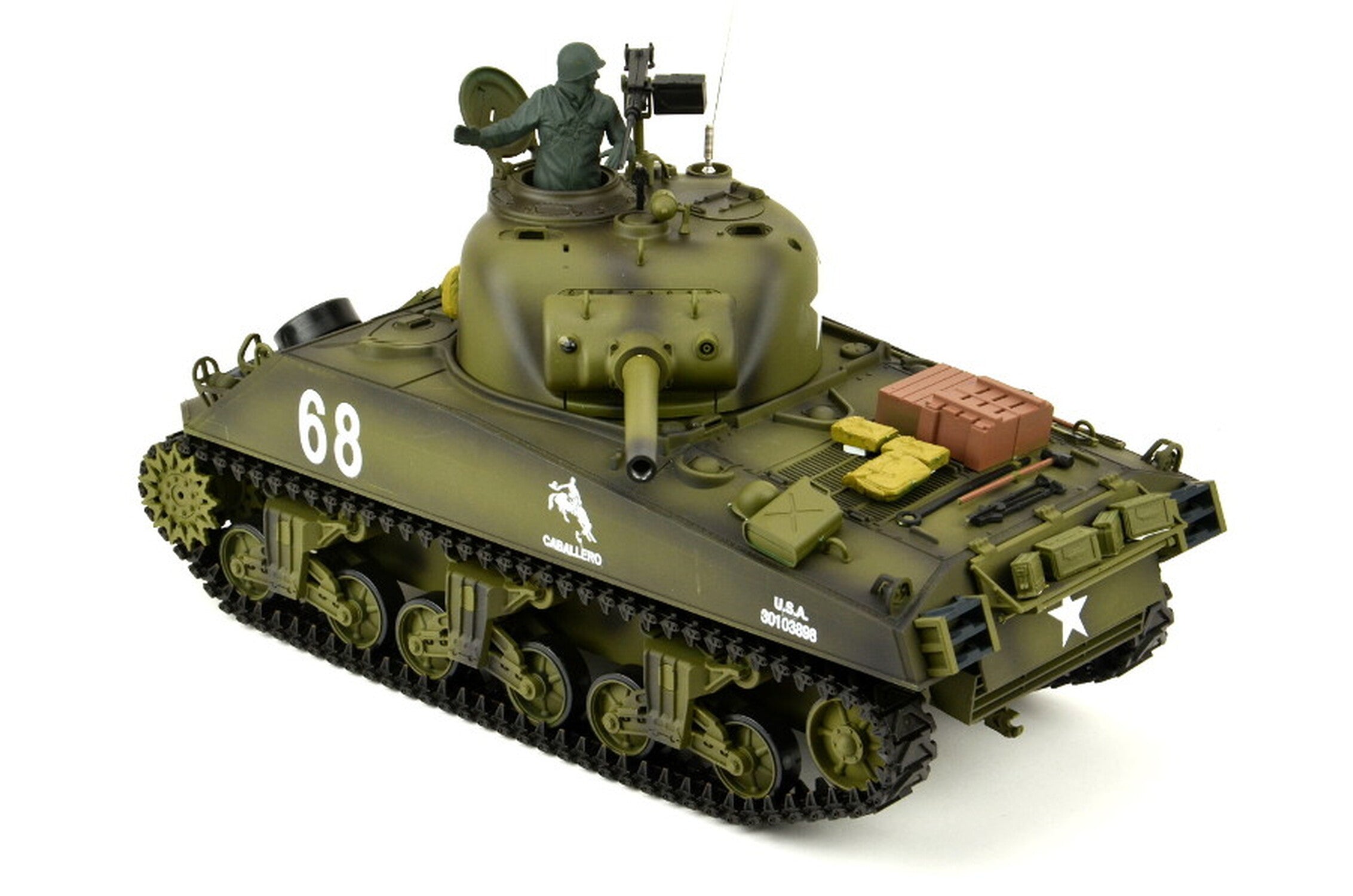 TPFLiving RC-Panzer US M4A3 Sherman 7-0-Pro RC Panzer ferngesteuert - Panzer mit Schussfunktion, Stahlgetriebe und Kettenantrieb - Rauch und Sound - Maßstab: 1:16