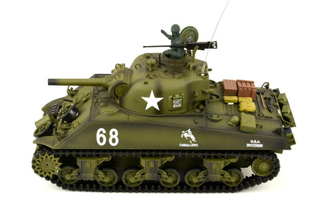 TPFLiving RC-Panzer US M4A3 Sherman 7-0-Pro RC Panzer ferngesteuert - Panzer mit Schussfunktion, Stahlgetriebe und Kettenantrieb - Rauch und Sound - Maßstab: 1:16