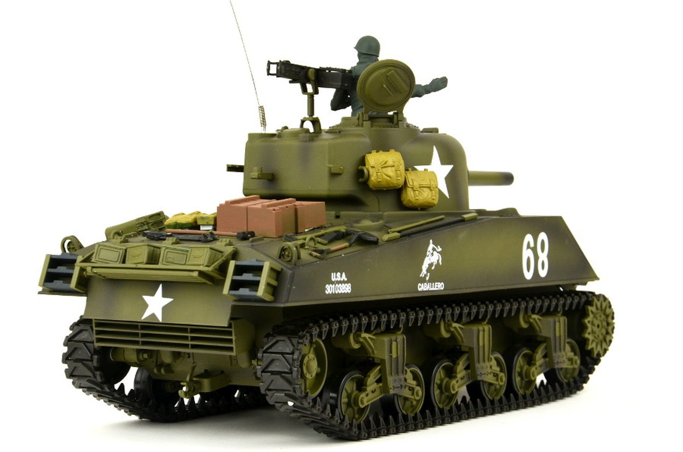 TPFLiving RC-Panzer US M4A3 Sherman 7-0-Upgrade RC Panzer ferngesteuert - Panzer mit Schussfunktion, Stahlgetriebe, Einzelradaufhängung und Kettenantrieb - Rauch und Sound - Maßstab 1:16