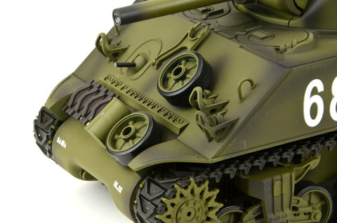 TPFLiving RC-Panzer US M4A3 Sherman 7-0-Upgrade RC Panzer ferngesteuert - Panzer mit Schussfunktion, Stahlgetriebe, Einzelradaufhängung und Kettenantrieb - Rauch und Sound - Maßstab 1:16