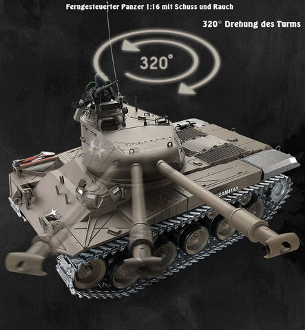 TPFLiving RC-Panzer M41 A3 Walker Bulldog V6.0 Pro mit Schussfunktion - Sound und Rauch - Maßstab: 1:16